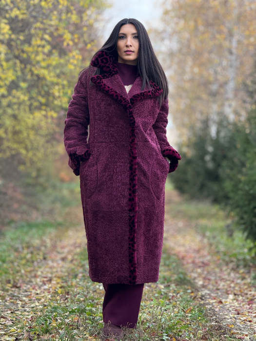 Haina din blana naturala si detalii animal print [2]