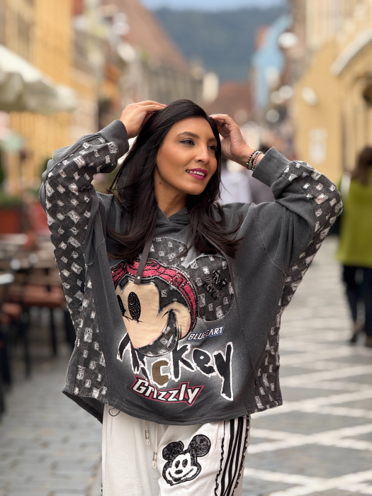 Hanorac cu gluga si imprimeu Mickey Mouse [2]