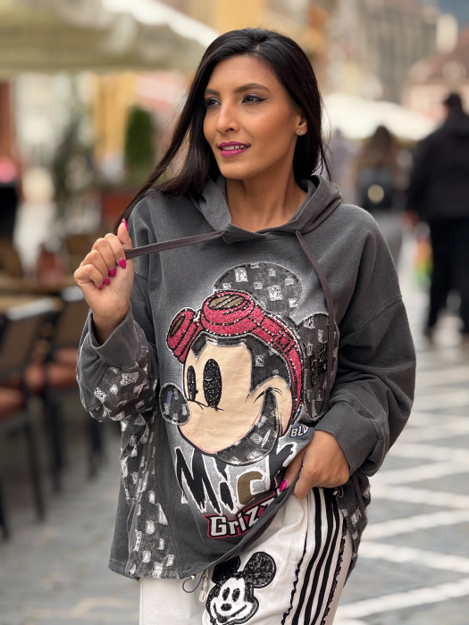 Hanorac cu gluga si imprimeu Mickey Mouse [3]