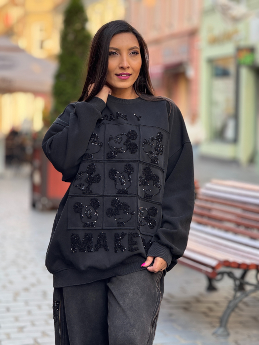 Hanorac negru cu Mikey Mouse [1]