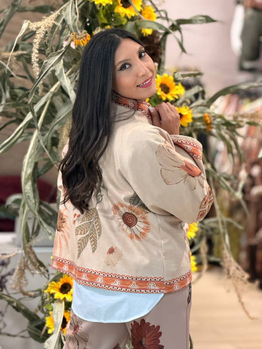 Jacheta bej cu imprimeu floral [5]