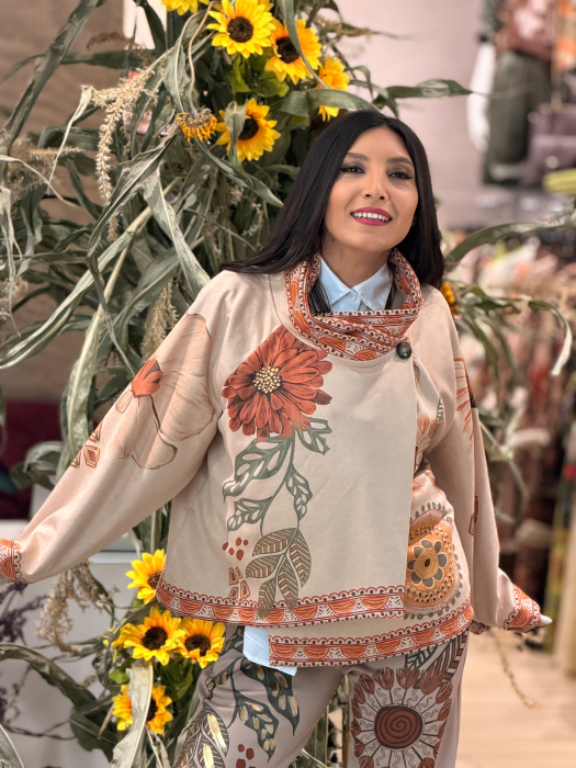 Jacheta bej cu imprimeu floral [3]