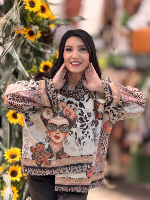 Jacheta cu animal print si imprimeu Frida [4]