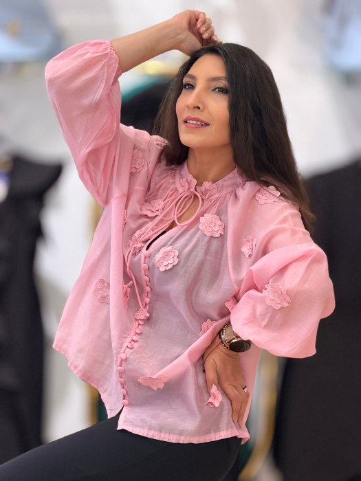 Bluza cu aplicatii florale 3D [3]