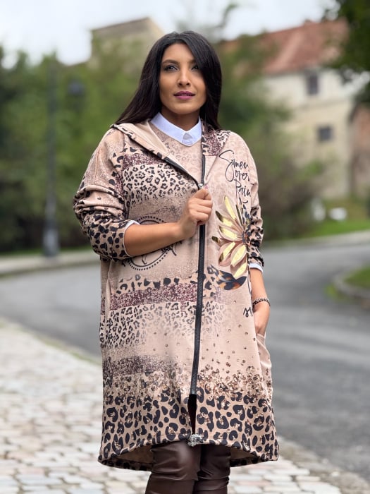 Jacheta cu fermoar si imprimeu animal print [4]