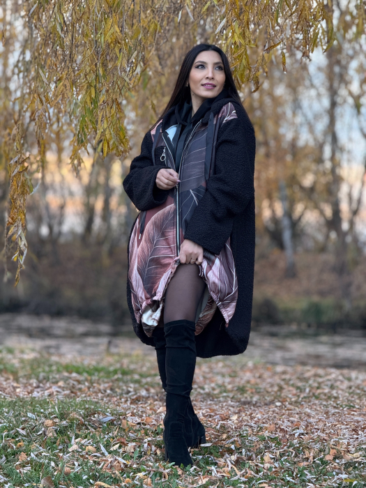 Jacheta cu fermoar si imprimeu frunze [2]
