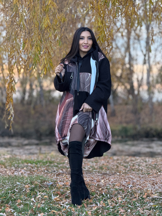 Jacheta cu fermoar si imprimeu frunze [7]