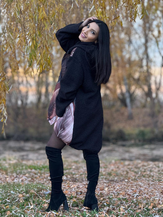 Jacheta cu fermoar si imprimeu frunze [3]