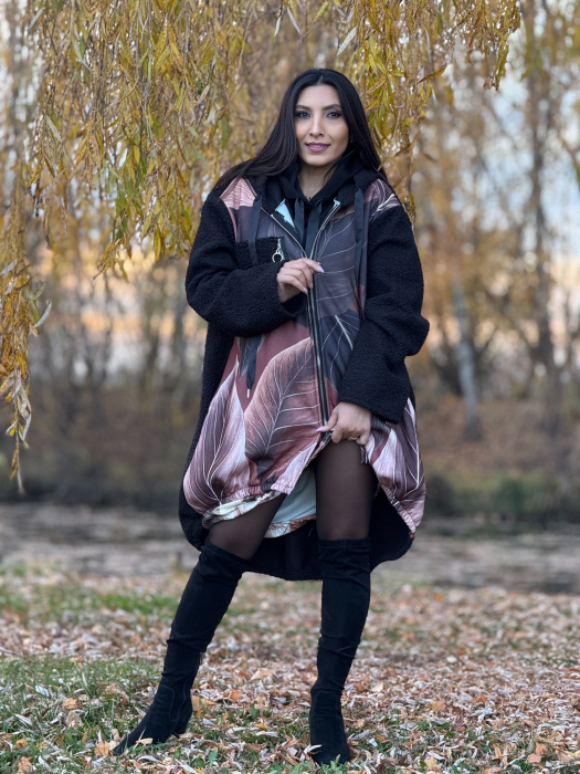 Jacheta cu fermoar si imprimeu frunze [1]