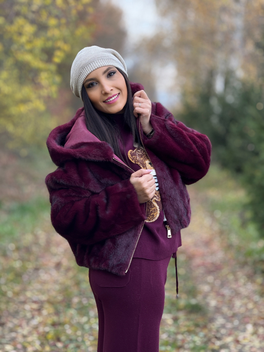 Jacheta din blana cu gluga si fermoar [4]