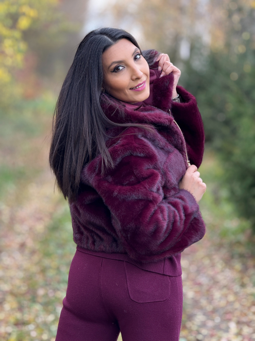 Jacheta din blana cu gluga si fermoar [8]