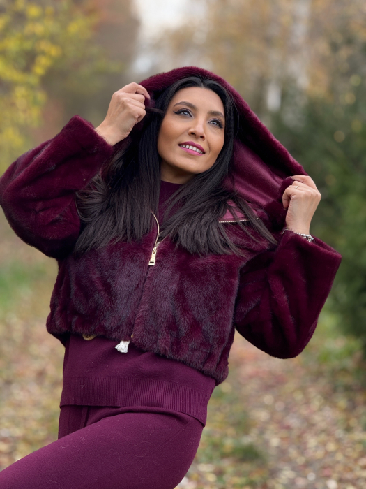 Jacheta din blana cu gluga si fermoar [5]