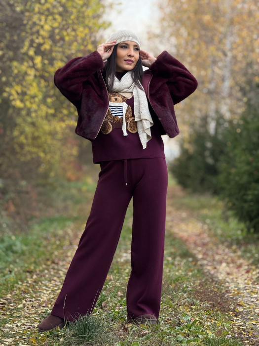 Jacheta din blana cu gluga si fermoar [1]