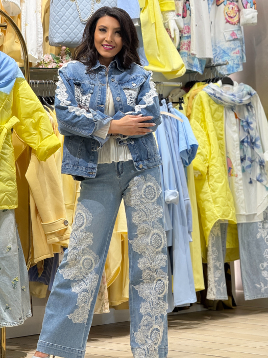 Jacheta din denim cu aplicatii din dantela [6]