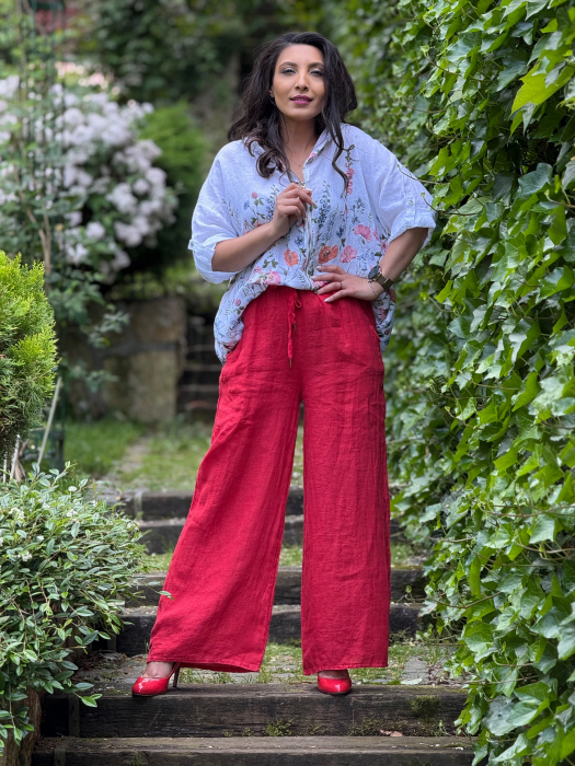 Jacheta din in cu fermoar si print floral [1]