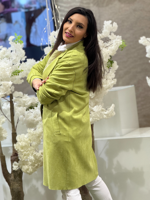 Jacheta din piele intoarsa cu revere si buzunare [4]