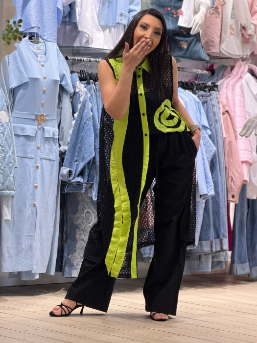 Jacheta din plasa cu detaliu verde [5]