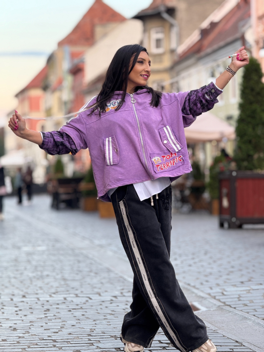 Jacheta mov Disney cu maneca cu patratele [2]