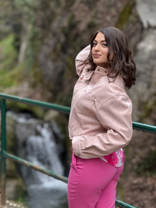 Jacheta roz cu guler tunica [5]