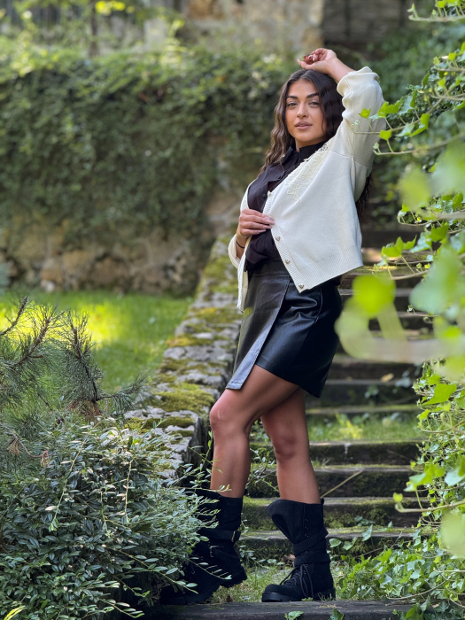 Jacheta tricotata cu dantela la umeri [5]
