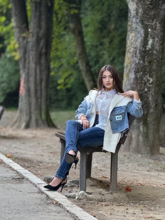 Jacheta tricotata cu fermoar si buzunare jeans [1]