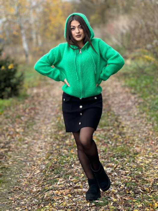 Jacheta verde cu gluga din mohair [2]