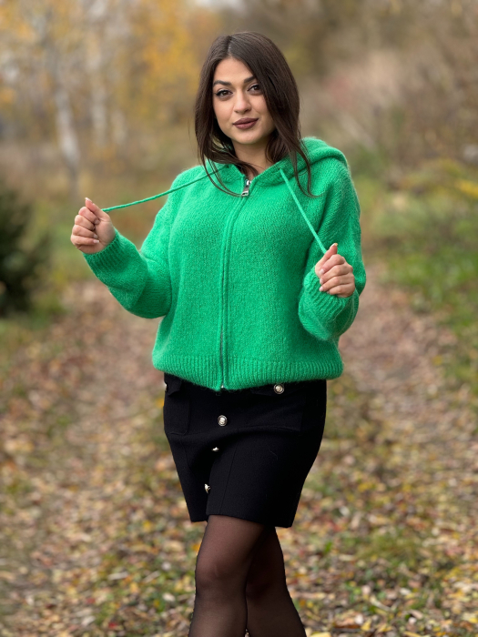 Jacheta verde cu gluga din mohair [3]