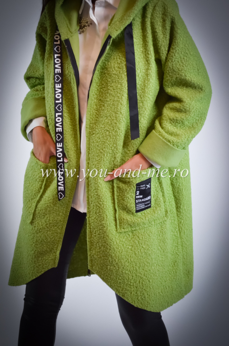 Jachetă verde fistic cu glugă [2]