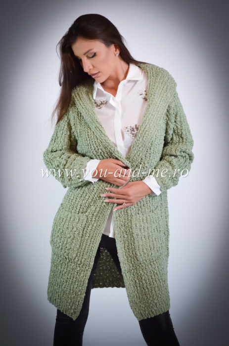Jachetă verde mentă cu glugă [2]