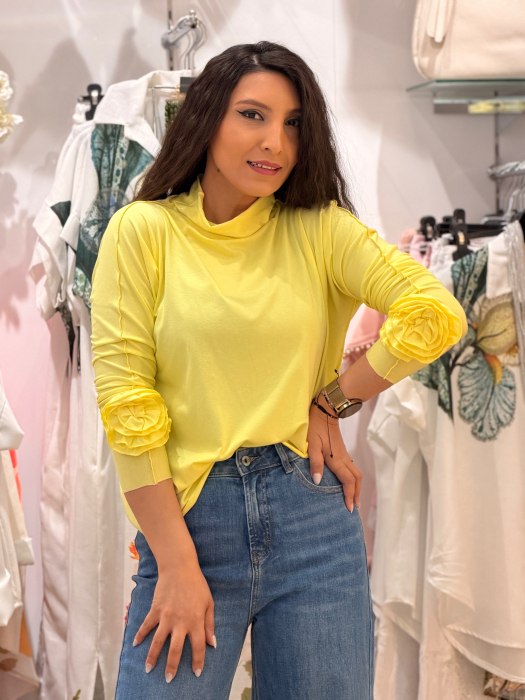 Maleta galbena cu floare la maneca [2]