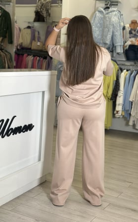 Pantaloni bej din bumbac drepti [3]