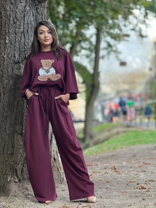 Pantaloni bordo cu snur si elastic in talie [1]