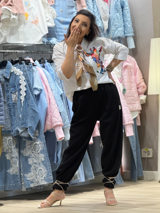 Pantaloni casual cu croiala conica [2]