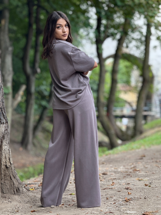 Pantaloni casual cu snur si elastic in talie [4]