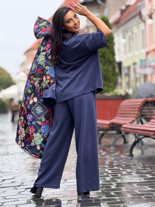 Pantaloni casual cu snur si elastic in talie [5]
