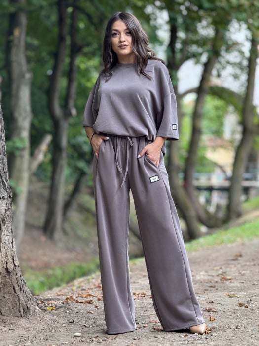 Pantaloni casual cu snur si elastic in talie [2]