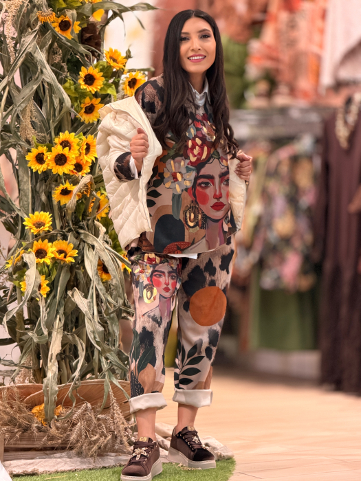Pantaloni cu imprimeu Frida [6]