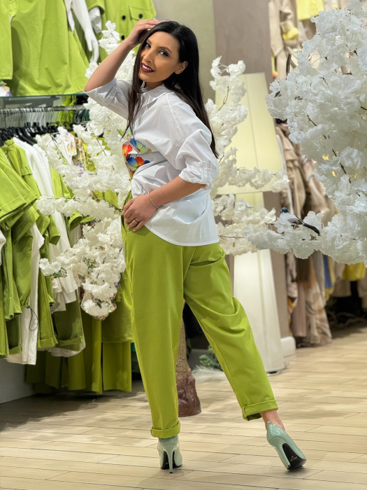 Pantaloni din bumbac cu imprimeu floricica [4]
