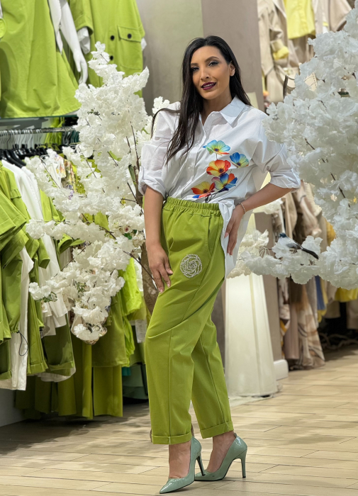 Pantaloni din bumbac cu imprimeu floricica [1]
