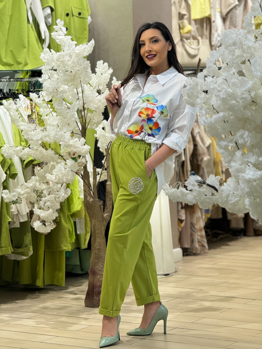Pantaloni din bumbac cu imprimeu floricica [3]
