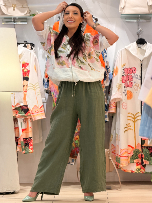 Pantaloni din in cu snur [2]