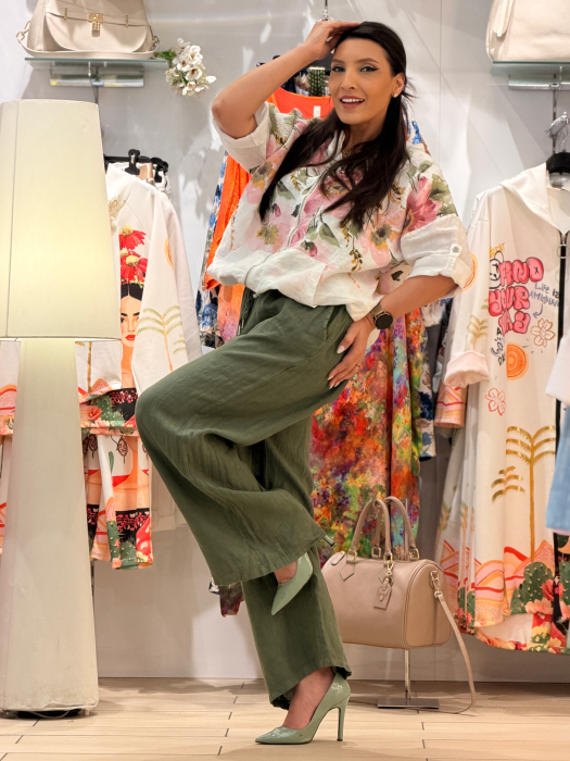 Pantaloni din in cu snur [3]