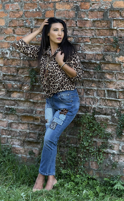 Pantaloni din jeans cu animal print [4]