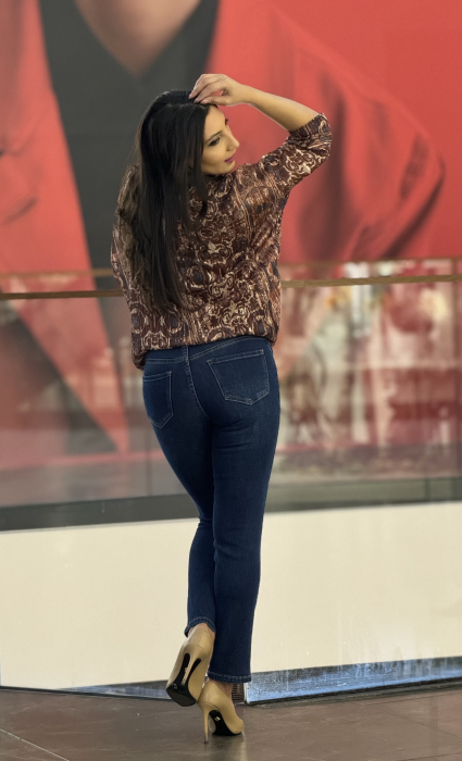 Pantaloni din jeans cu cordon in talie [4]