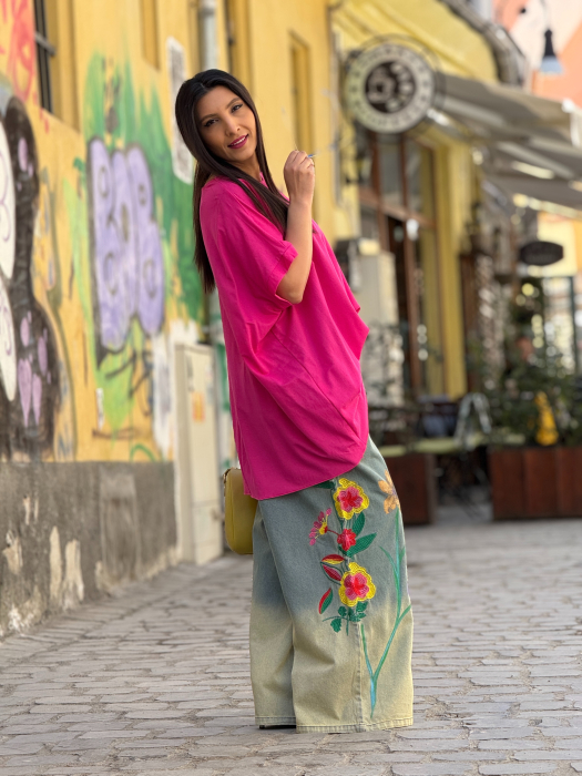 Pantaloni evazati cu broderie [3]