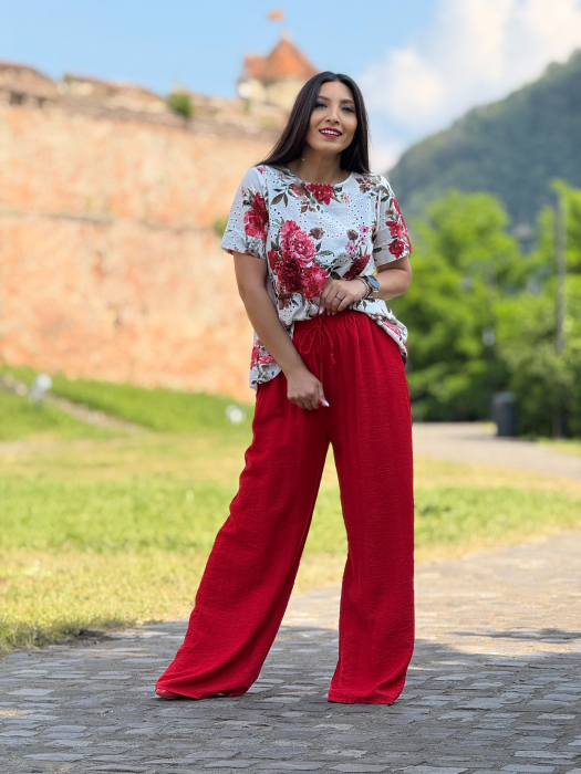 Pantaloni evazati cu snur in talie [1]