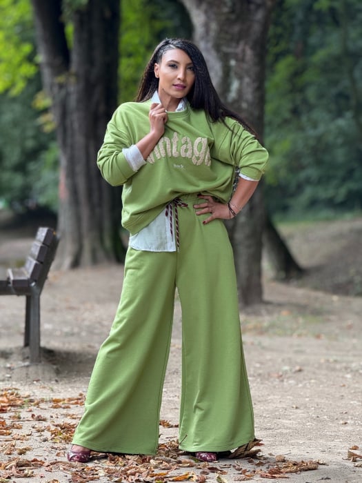 Pantaloni evazati cu snur si elastic in talie [1]