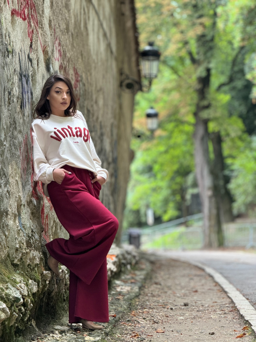 Pantaloni evazati cu snur si elastic in talie [3]