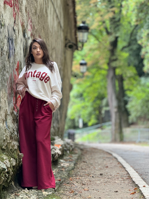 Pantaloni evazati cu snur si elastic in talie [2]