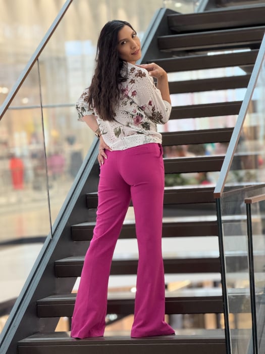 Pantaloni fucsia cu curea in talie [4]